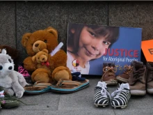 Amemorial in Ottawa, Canada, in tribute to 215 indigenous children whose remains were found in unmarked graves at the site of a former residential school in Kamloops, June 1, 2021.